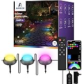 APPECK Smart Outdoor Ground Lights 15 Pack, 32FT RGBW Color Changing Pathway Lights Wired, IP65 Waterproof Landscape Lighting, for Path Yard Lawn Patio Holiday Party Decor, with App & Alexa Control