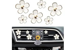 GOWXS 6 Pcs Daisy Air Vent Clips, Cute Flower Air Conditioning Outlet Clip Car Air Fresheners Vent Clips Car Interior Decor Charm Car Decoration Cute Car Accessories for Women Girls + Mask Hook(White)