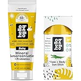 Bundle of Hello Bello Mineral Sunscreen Lotion (SPF 55+) with Prebiotics, 3 fl oz + Face & Body Sunscreen Stick (SPF 50), 1oz - Water Resistant & Reef Friendly Sun Protection for Babies and Kids