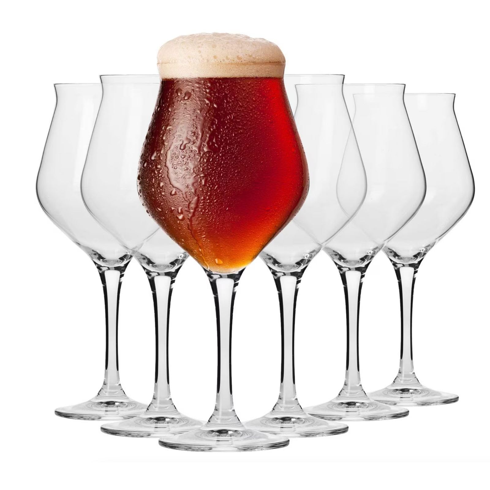 Krosno Beer Tulip Tasting Glasses | Set of 6 | 420 ml | Avant-Garde Collection | Perfect for Home and Parties | Dishwasher Safe | Lead-Free Crystal Glass