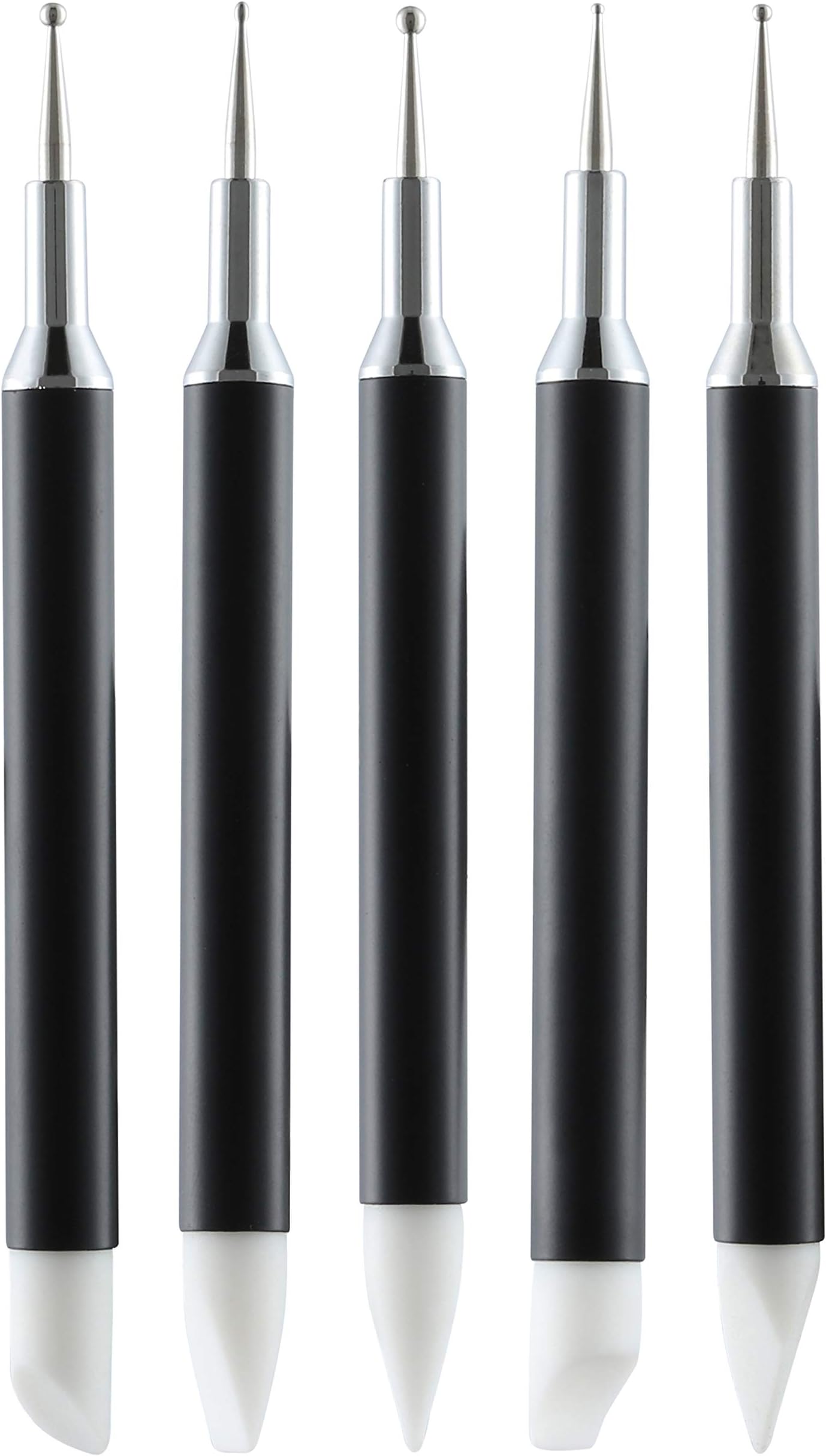 Rozia Nail Art 5 Pieces DIY Nail Art Pens Rhinestone Picker Dotting Pen Manicure Nail Art Tool, Black