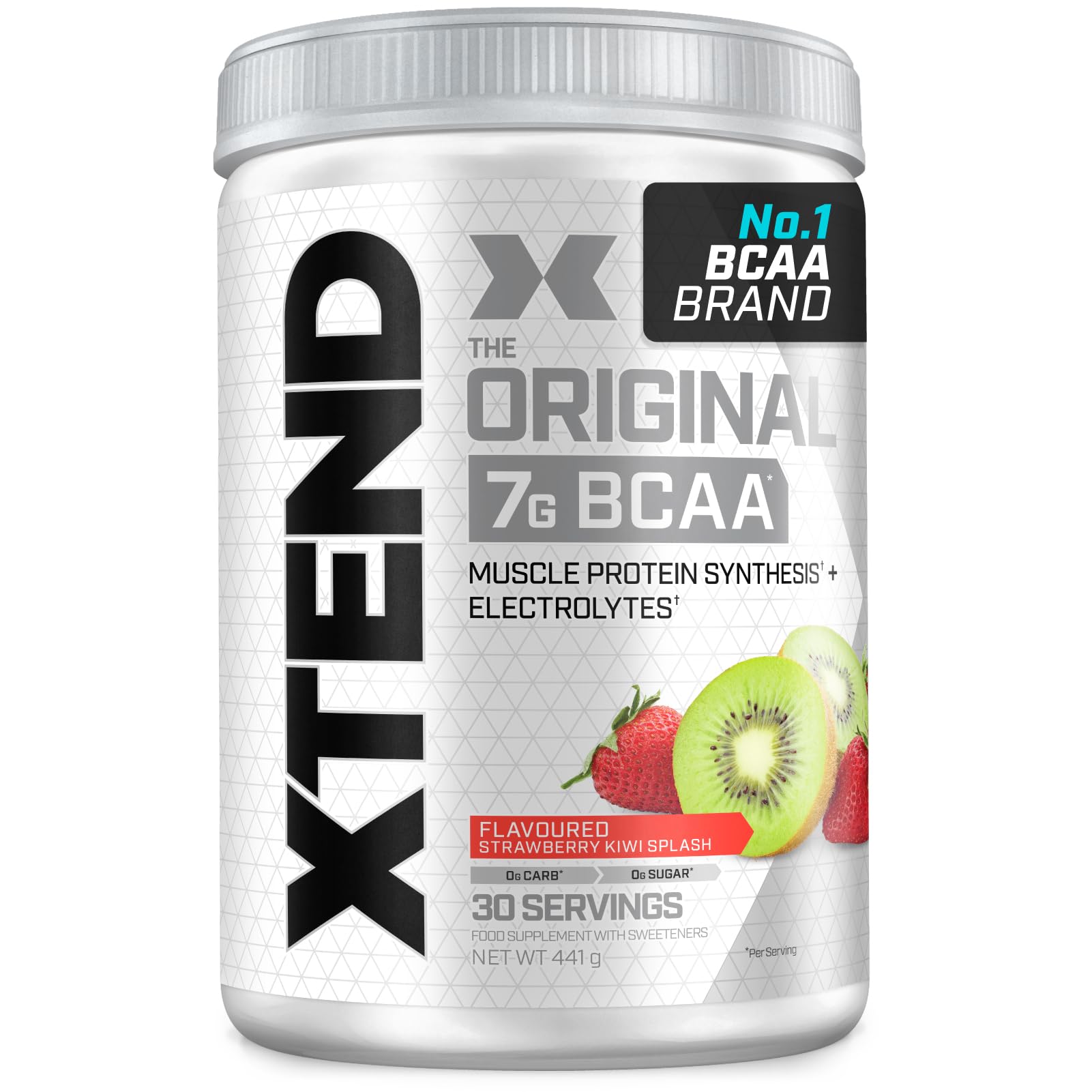 XTEND Original BCAA Powder Strawberry Kiwi Splash 30 Servings | 7g BCAAs Per Serving | Sugar Free Branched Chain Amino Acids and Electrolytes Powder for Post Workout Muscle Recovery and Hydration