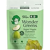 WonderGreens Kids Super Veggie Gummies – Sugar-Free, Allergen-Free Multivitamin for Picky Eaters with Probiotics – Tummy & Immune Support – Green Apple Flavor (30 Count)