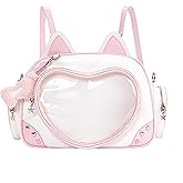Kawaii Ita Bag Cat Pin Backpack Shoulder Crossbody Bag for Miku Anime Heart Clear Layer with Insert