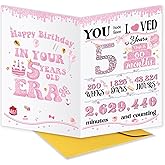GVMGVM Cute 5th Birthday Card Gift for Girls Kids Child, Ideal 5 Years Old Birthday Card for Daughter Granddaughter Niece Sister Her, Best Happy Five Years Old Gift from Dad Mom Grandma Grandpa