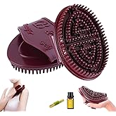 2Pcs Meridian Massage Brush, Handheld Massage Brush for Belly, Beauty Professional Full Body Relaxation Massager Brushs Tools, Full Body SPA Meridian Pressure Brushes with Essential Oils (Brown)