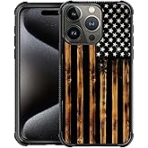 DJSOK Case for iPhone 16 Pro,Luxury Pattern Design Shockproof Rugged Cover,Cases for Man Woman-Classic Wood Grain Old Flag