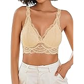 Avidlove Lace Bralettes Womens Triangle Plunge Wireless Bras Camisole Tops Cami Strappy Sexy Soft