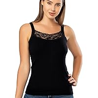 Women's Sexy Ultra Soft Camisole with Lace Trim Cotton Blend