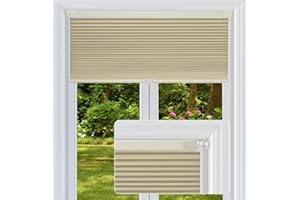 FabuBlinds Cordless Cellular Shades, No Drill No Tools Honeycomb Window Blinds, Blackout Light Blocking Cellular Shades for Window, Thermal Insulation Blinds, Easy to Install, Light Cream 24"W x 48"H