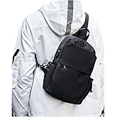 SEAFEW Large Black Sling Bag for Men and Women - Sport Crossbody Backpack for Pickleball, Tennis, Racketball