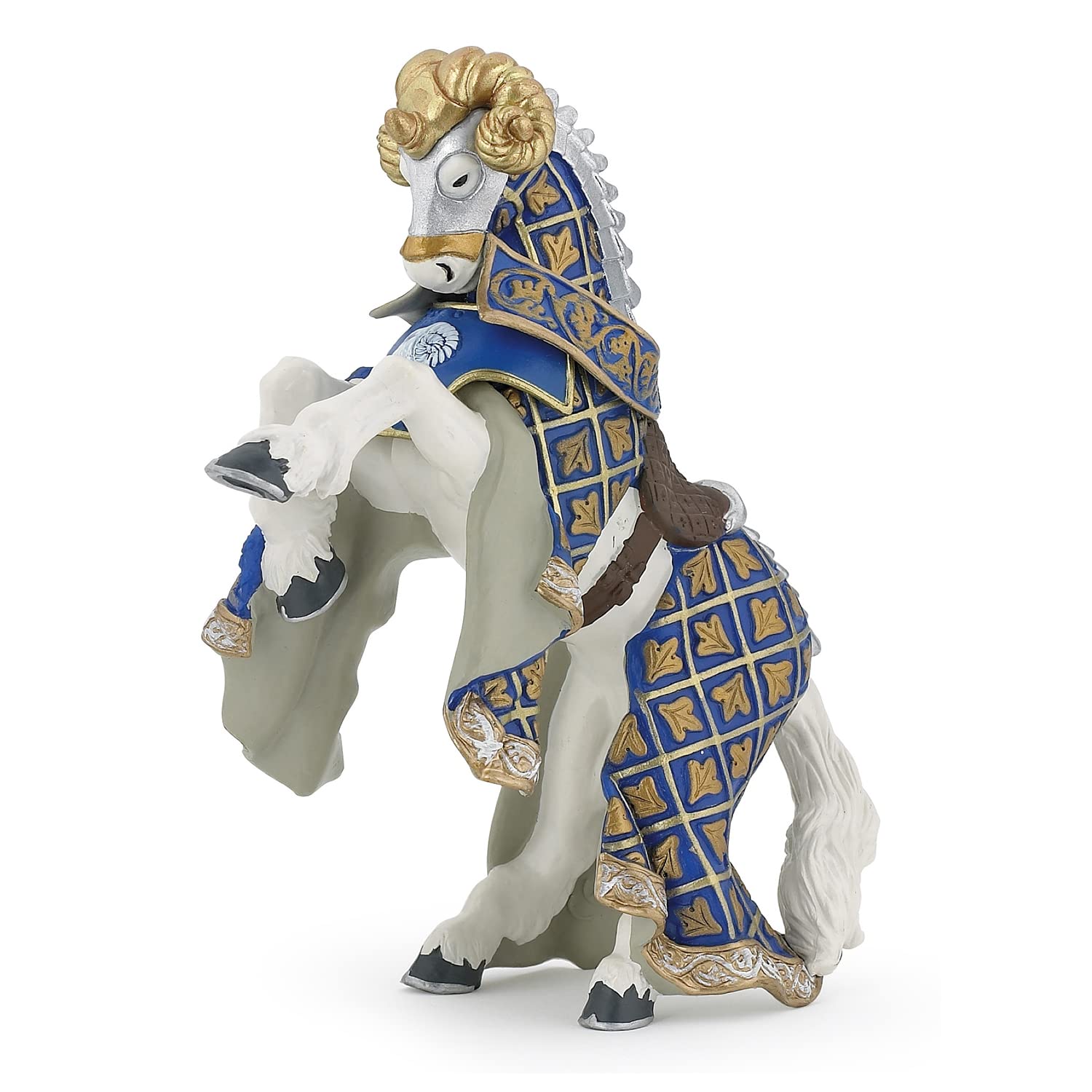 Papo 39914 Blue weapon master ram horse MEDIEVAL-FANTASY Figurine, Multicolour