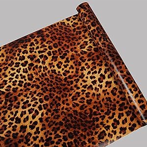 SimpleLife4U Sexy Leopard Print Self-Adhesive Shelf Drawer Liner Moisture Proof PVC Mat 45x300cm