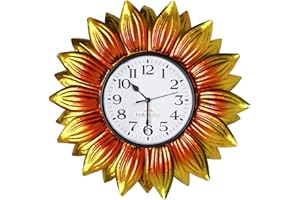HOBYLUBY 13'' Indoor Outdoor Wall Clocks for Patio, Upgraded Large Waterproof Sunflower Clock for Yard, Garden