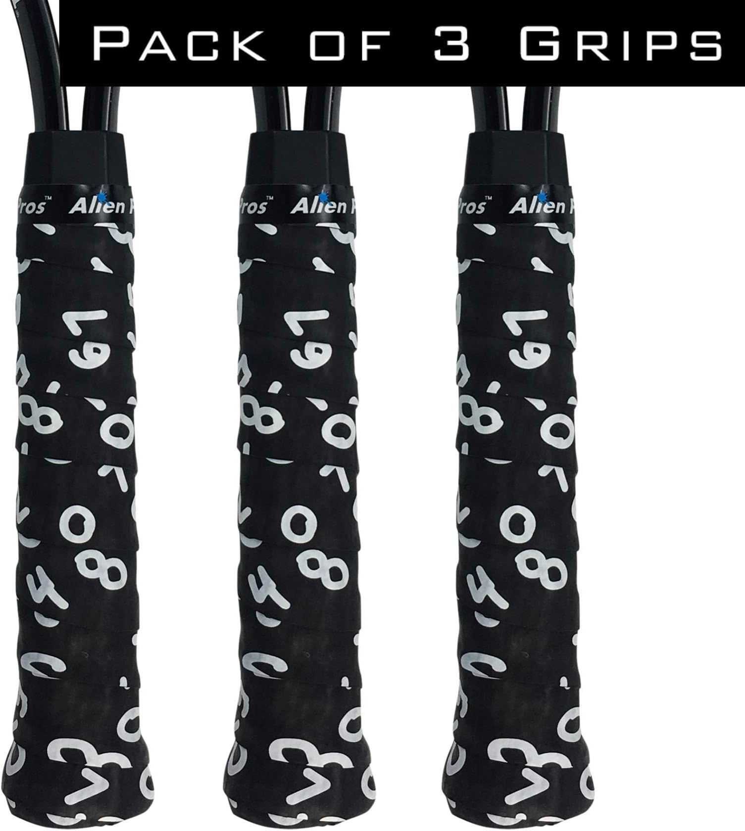 Alien Pros Tennis Racket Grip Tape (6 Grips) โ Precut and Dry Feel Tennis Grip โ Designer Tennis Overgrip Grip Tape Tennis Racket โ Wrap Your Racquet for High Performance (6 Grips)
