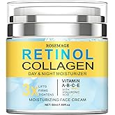 Collagen Face Cream with Retinol, Hyaluronic Acid for Day, Night Moisturizing, Anti-aging Properties, 1.69 Fl Oz