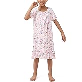 EASWEET Bamboo Viscose Little Girls Nightgowns Short Sleeve Casual Summer Pajama Dress for Girls