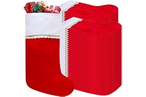 Subyan 60 Pack Felt Christmas Stockings, 19 Inches Red and White Christmas Stocking Hanging Ornaments with Gold Trim for Family Christmas Holiday Decorations DIY Craft Large Xmas Stocking