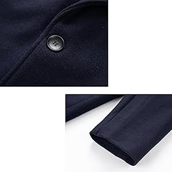 INVACHI Men's Wool Blend Long Trench Coat Notched