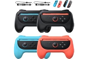 [Switch 1/2 Compatible] FASTSNAIL Grips for Nintendo Switch2 (2025)/1/OLED for Joy-Con 2, Wear-Resistant & Anti-Slip Controller Grips Handle Kit, Switch 2 Holder for Joycon 2/1 Accessories 4 Pack