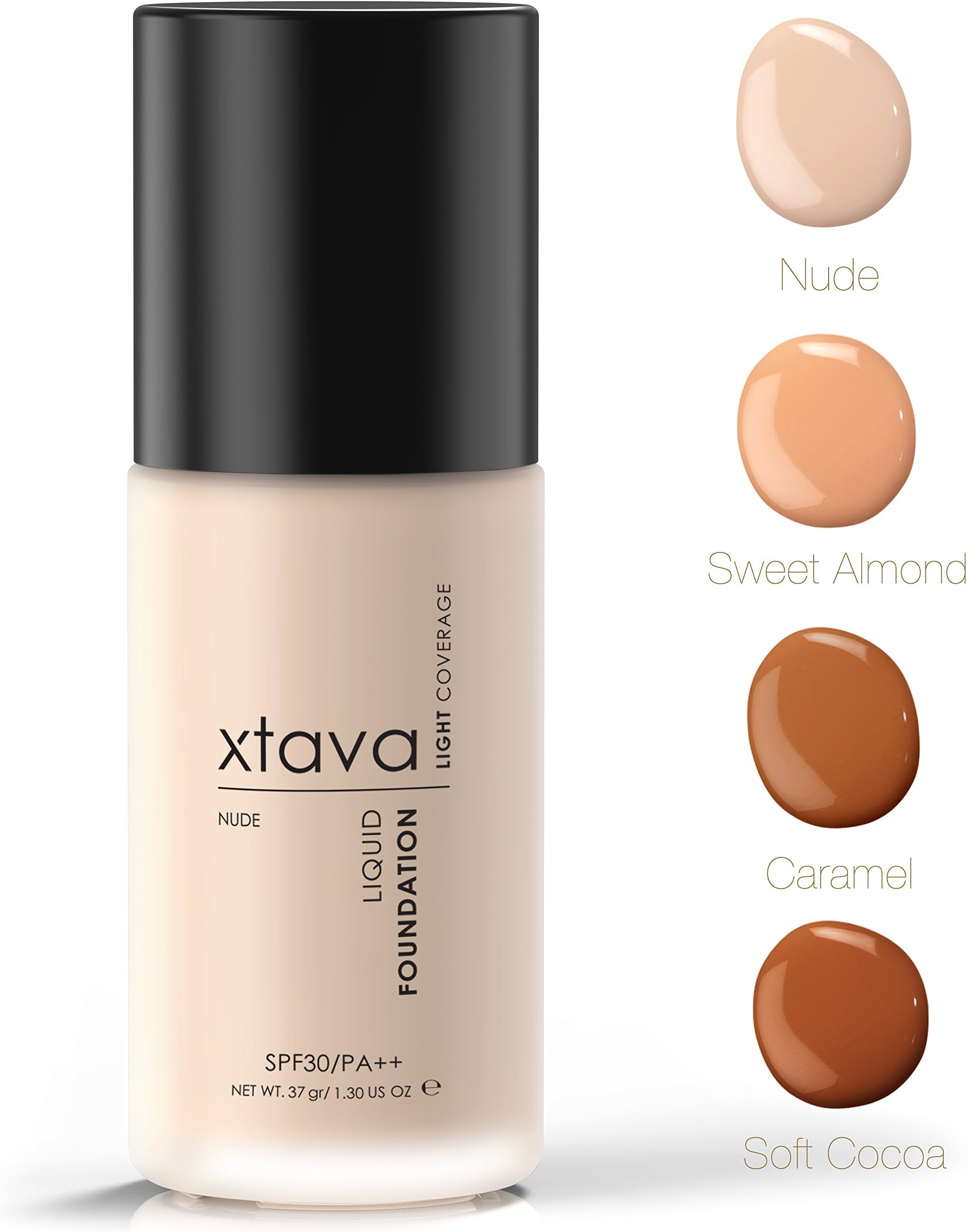 xtava Sheer Matte Liquid Foundation with SPF 30 - Natural, Luminous, Professional Quality Formula with Buildable Coverage - Cruelty Free Makeup - Crafted in Korea (Nude)