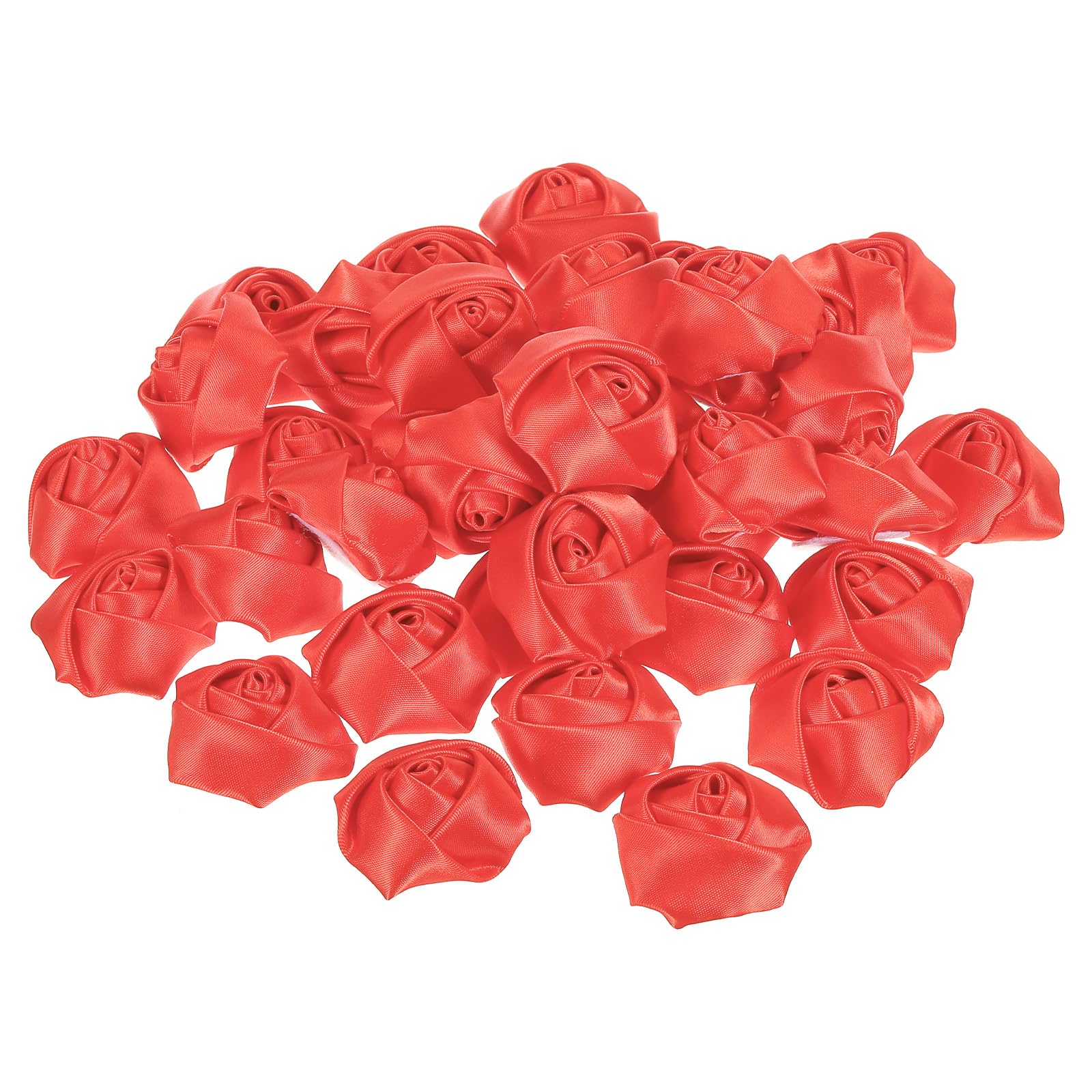 PATIKIL 1.6" Satin Ribbon Roses, 20 Pack Artificial Flowers Roses Heads Handmade Fake Flowers Fabric Flowers for Crafts Wedding Bouquet, Fluorescent Red