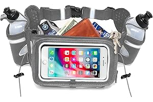RUNTASTY [Voted No.1 Hydration Belt] Winners' Running Fuel Belt - Includes Accessories: 2 BPA Free Water Bottles - Fits Any iPhone - w/Touchscreen Cover - No Bounce Fit and More!