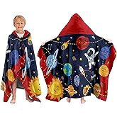 JOPJOLIW Kids Hooded Bath Towel Toddler Beach Towel with Hood, Space Theme Boys Girls Hooded Towels, 30"X50" Soft Absorbent Wearable Poncho Towel Perfect for Kids Pool Beach Bath Swimming