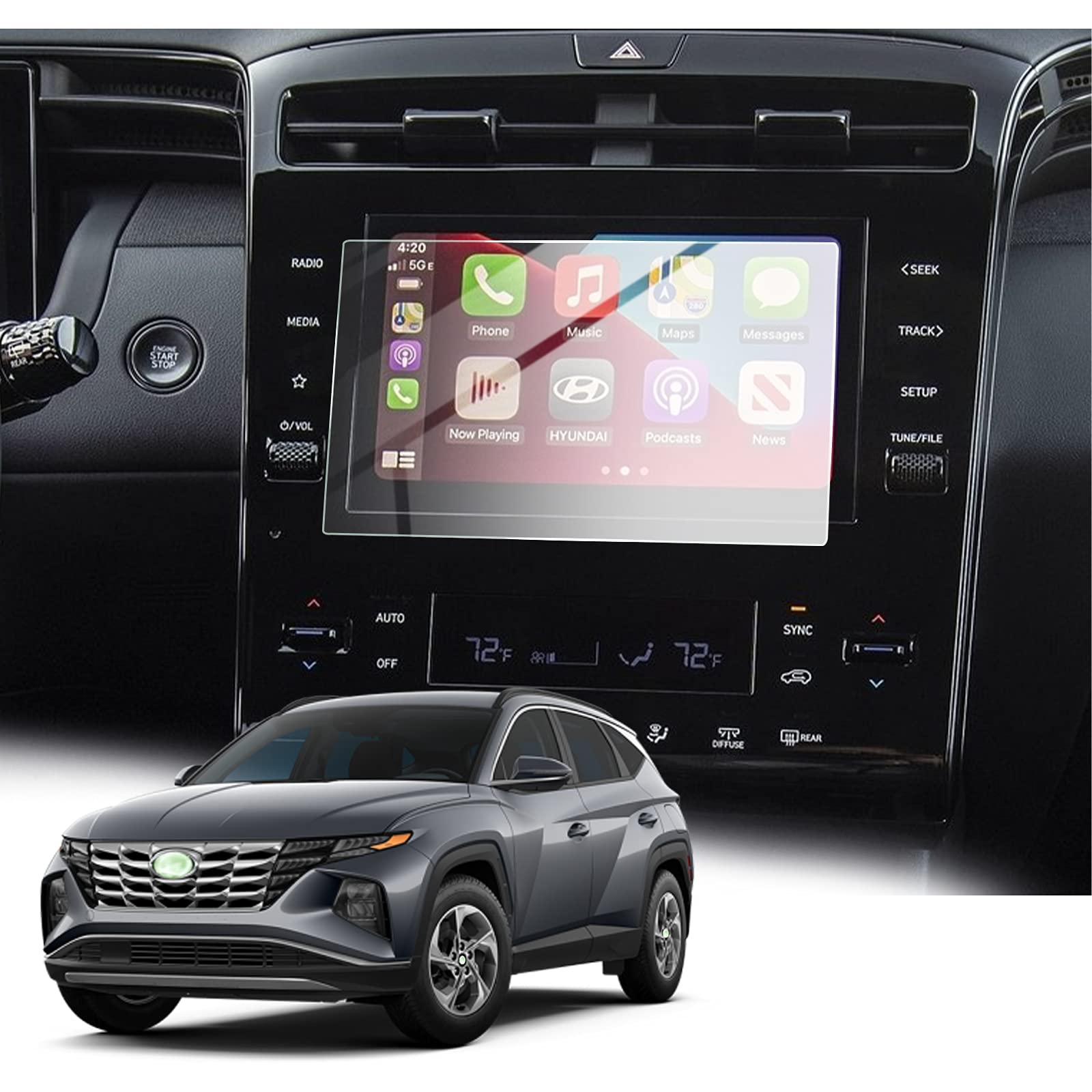 GAFAT 8 Inch New Hyundai Tucson NX4 2021 2022 (Low version) Navigation Screen Protector Tempered Glass Screen Protector GPS Navigation Film 9H Anti-Scratch (Not for Deluxe 10" Tucson NX4)