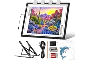 A3 LED Light Pad for Diamond Painting, iVAOOZE 8000+ Lux Adjustable Brightness Tracing Light Box with Stand & UL Adapter, Ultra-Thin Light Board for Weeding Vinyl, Drawing, Animation, Sketching…
