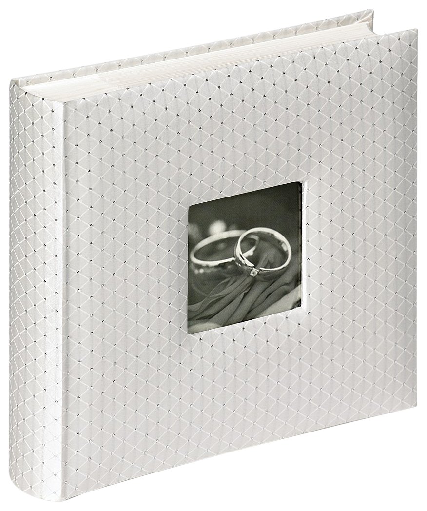walther Design Photo Album White 200 Photos 10 x 15 cm Memo Album Textile Cover with Cover Punching, Wedding Glamour ME-160