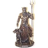 Veronese Design 10.6" Hades Greek God of The Underworld with Cerebrus Hell Hound Statue Cold Cast Resin Antique Bronze Finish