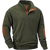 JMIERR Mens Corduroy Sweatshirt Casual Stand Collar Quarter Fall Metal Button Pullover Sweaters Long Sleeve with Pockets
