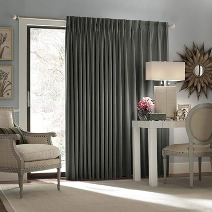 Amazon Com Osd 1pc 84 Grey Solid Color Sliding Door Curtain