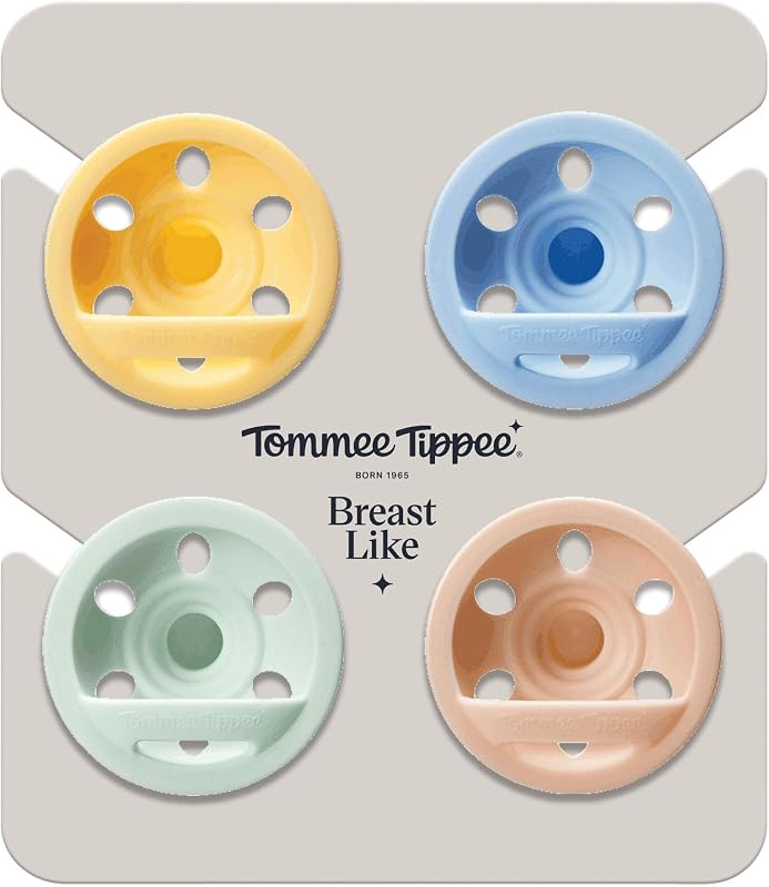Sucette Imitant le Sein, 0-6 Mois, Lot de 4, Légère, Orthodontique, Design en Une Seule Pièce en Silicone, Tétine Symétrique