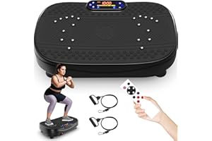 SAVEYOUR Vibration Plate Exercise Machine, Whole Body Workout Fitness Platform Vibration Plate with Resistance Bands for Home Training Equipment Speed Control