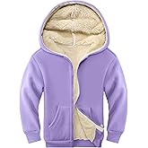 Rousytn Unisex Boys Girls Sherpa Lined Fleece Jacket Hoodie Kids Warm Winter Zip Up Hooded Sweatshirt Jackets Coat 4-15Y