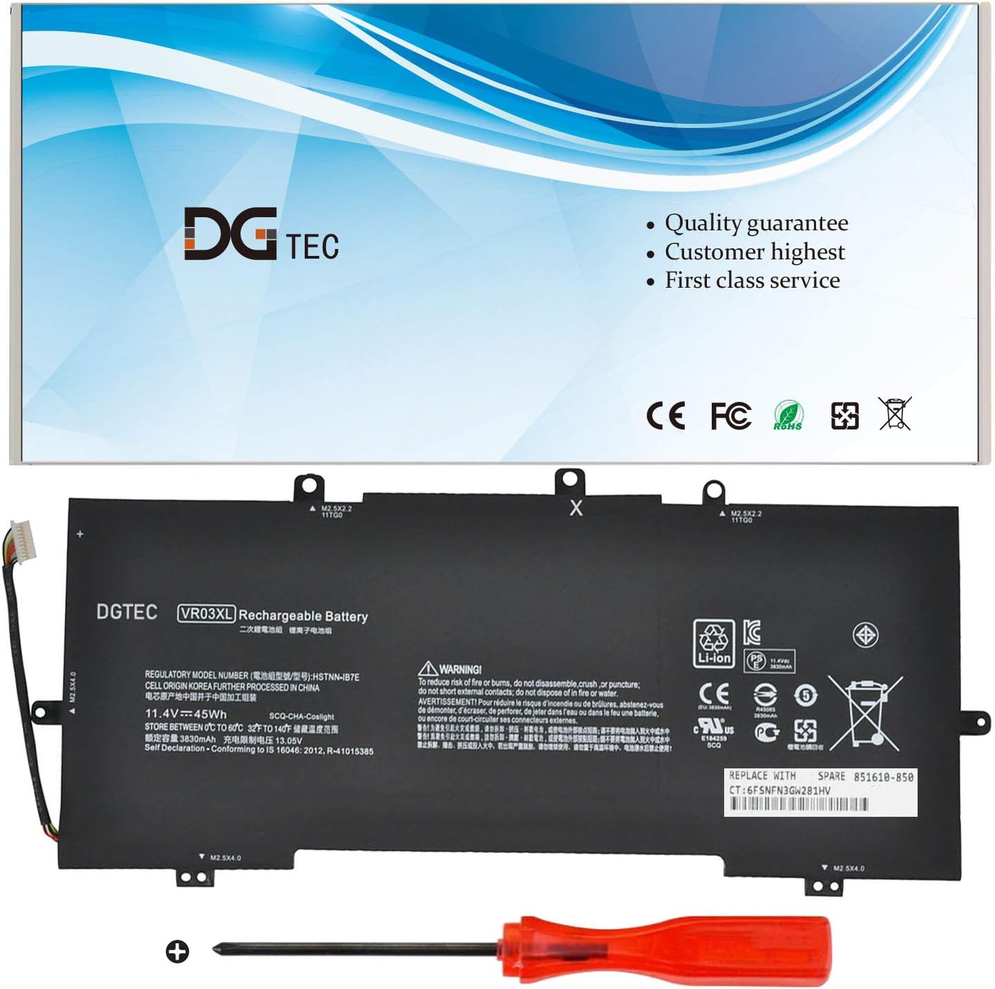 DGTEC New VR03XL Laptop Battery Replacement for HP Envy 13