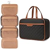 Travel Toiletry Organizer - Hanging Toiletry Bag for Full-sized Toiletries, Portable Water-resistant with Hanging Hook and 4 Compartments for Travel Essentials and Cosmetics
