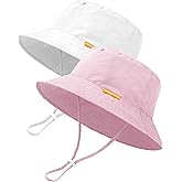 Baby Sun Hat Kids Summer UPF 50+ Toddler Bucket Hat Wide Brim Adjustable Beach Hats for Boys Girls Age 0-6 Years