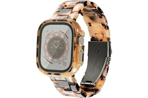 Omter Band with Case Compatible with Apple Watch 49mm 46mm 45mm 44mm 42mm 41mm 40mm 38mm,Women Men Fashion Resin Strap Bumper