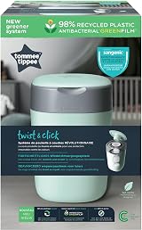 Tommee Tippee Twist and Click Nappy Bin with Refill Cassette Green view 2