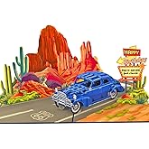 HEARTAGS- Pop Up Birthday Card for Men, 3D Car Birthday Pop Up Card For Dad, Husband, Brother, Son, Grandpa, Popup Greeting Cards Size 6x8 inches Includes Message Note and Envelope