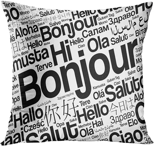 Amazon Com Loulnn Throw Pillow Cover Collage Bonjour Hello