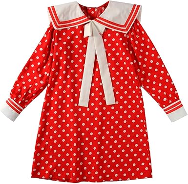 red long sleeve polka dot dress