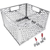 BBQ-PLUS Charcoal Firebox Basket and Smoker Door Clamps for Oklahoma Highland Bandera Longhorn,Charcoal Box,Fire Basket and Latches for Most Offset Smoker Grill,12 W x 12 D x 7.5 H,Stainless Steel