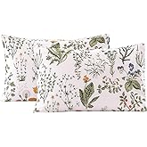 ECOCOTT 100% Cotton Pillowcases Standard Size, Floral Print Pattern Pillow Cover 2 Pack, Super Soft Envelope Closure Standard Pillow Case Set (Standard, 20"x26")