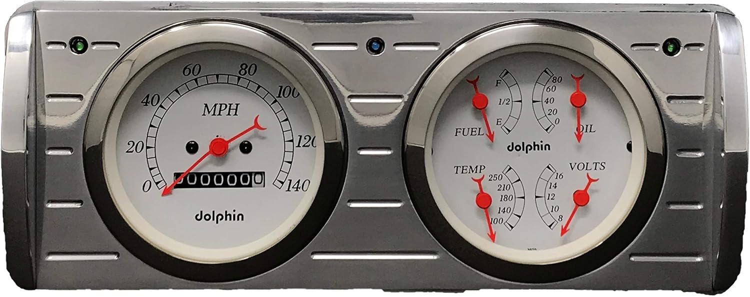 Compatible with 1940 Ford Car 2 Gauge Dash Panel Insert 3 3/8" Quad Style Mechanical White