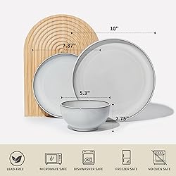 Pokini 18 Piece White Stoneware Dinnerware Set for