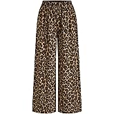 CIDER Leopard Pants Women Wide Leg Trousers Animal Print Mid Waist Elastic Casual Long Pants Streetwear